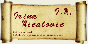 Irina Mićalović vizit kartica